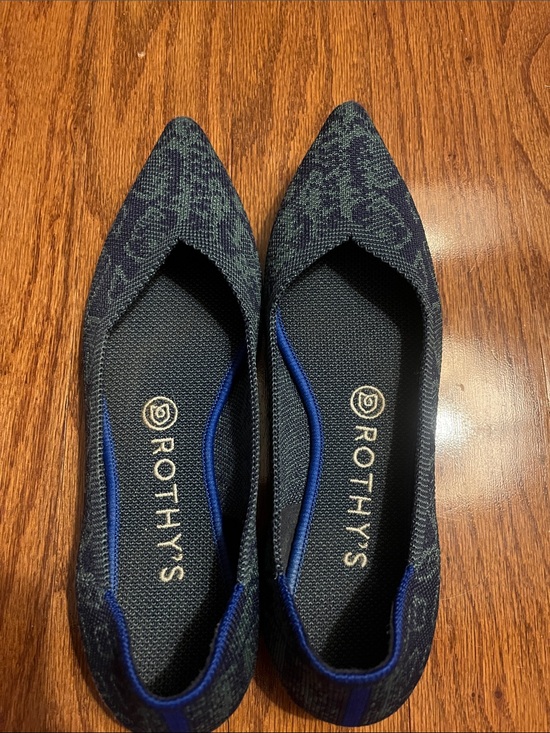 Rothy's Shoes - Rothy's Women's Pointed Flats in Navy with Green Floral Knit